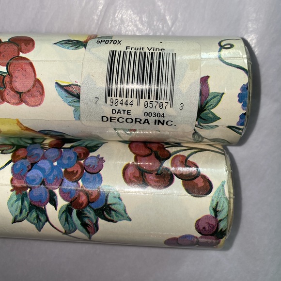 Vintage farmhouse 3 rolls wall paper boarder self stick fruit vine - Picture 3 of 7